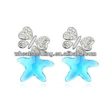 2013 Boucles d'oreilles les plus réputées Bule Five Star Crystal Stud Earrings With A Diamond Butterfly 013030723